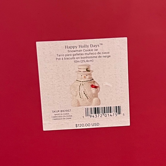 Lenox Happy Holly Days Snowman Cookie Jar - Picture 10 of 10